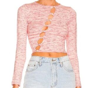 Superdown kai button front top festival‎ coquette Heather Pink Cropped Size XS